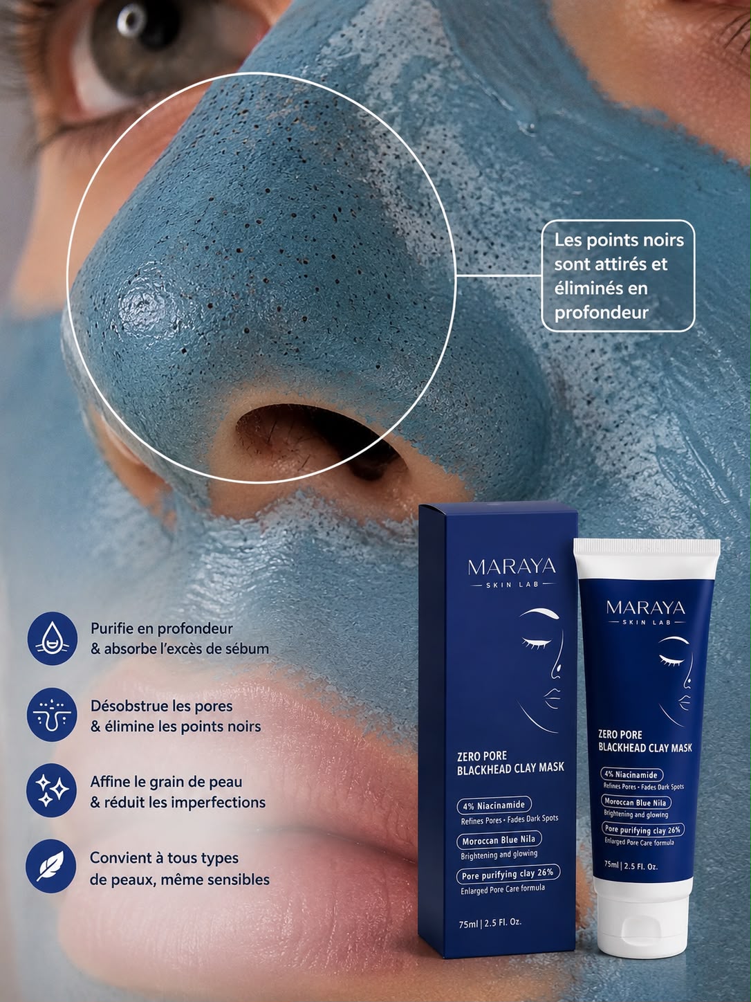 Blue Nila Mask 💙 ZERO Pores & Points Noirs 4%Niacinamide