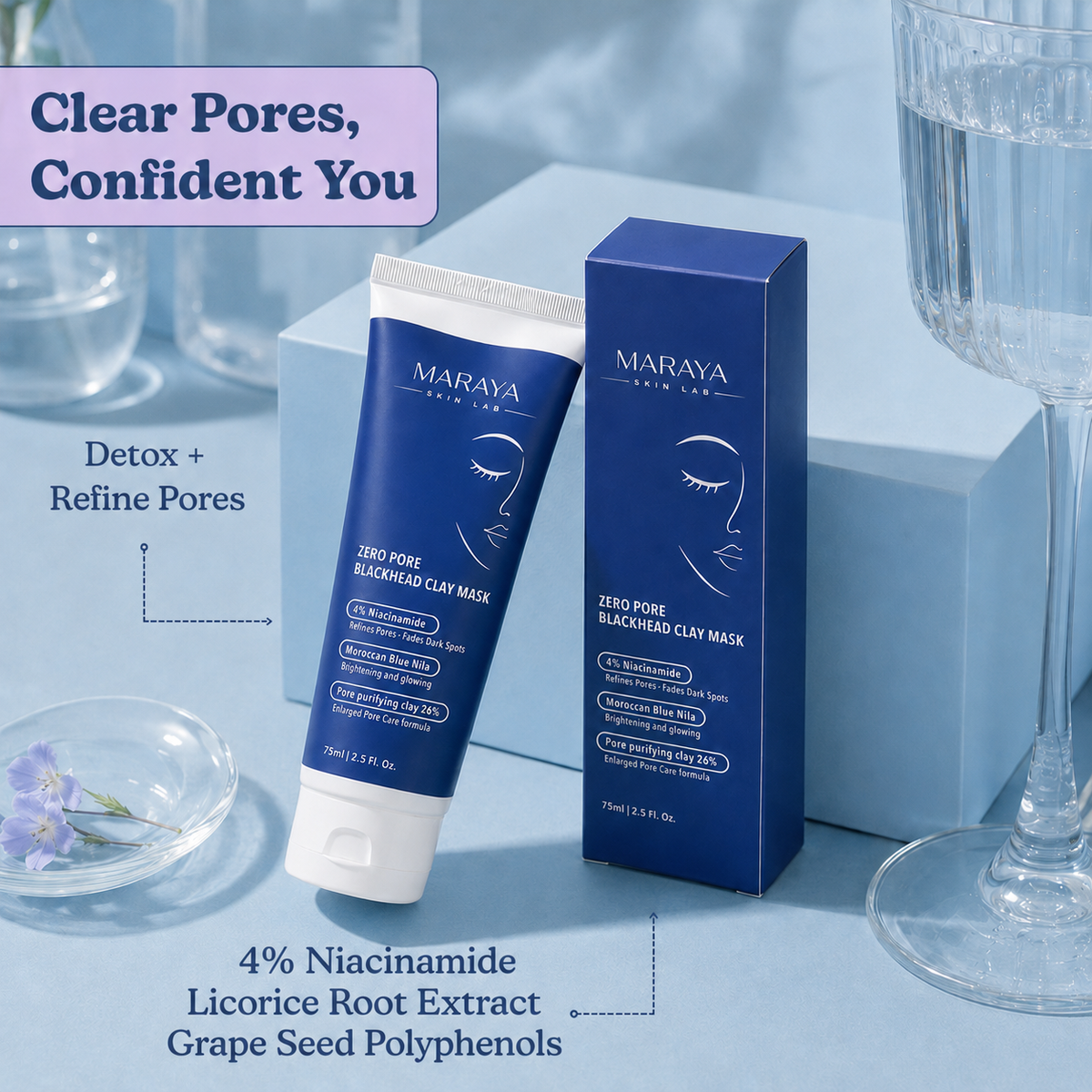 Blue Nila Mask 💙 ZERO Pores & Points Noirs 4%Niacinamide