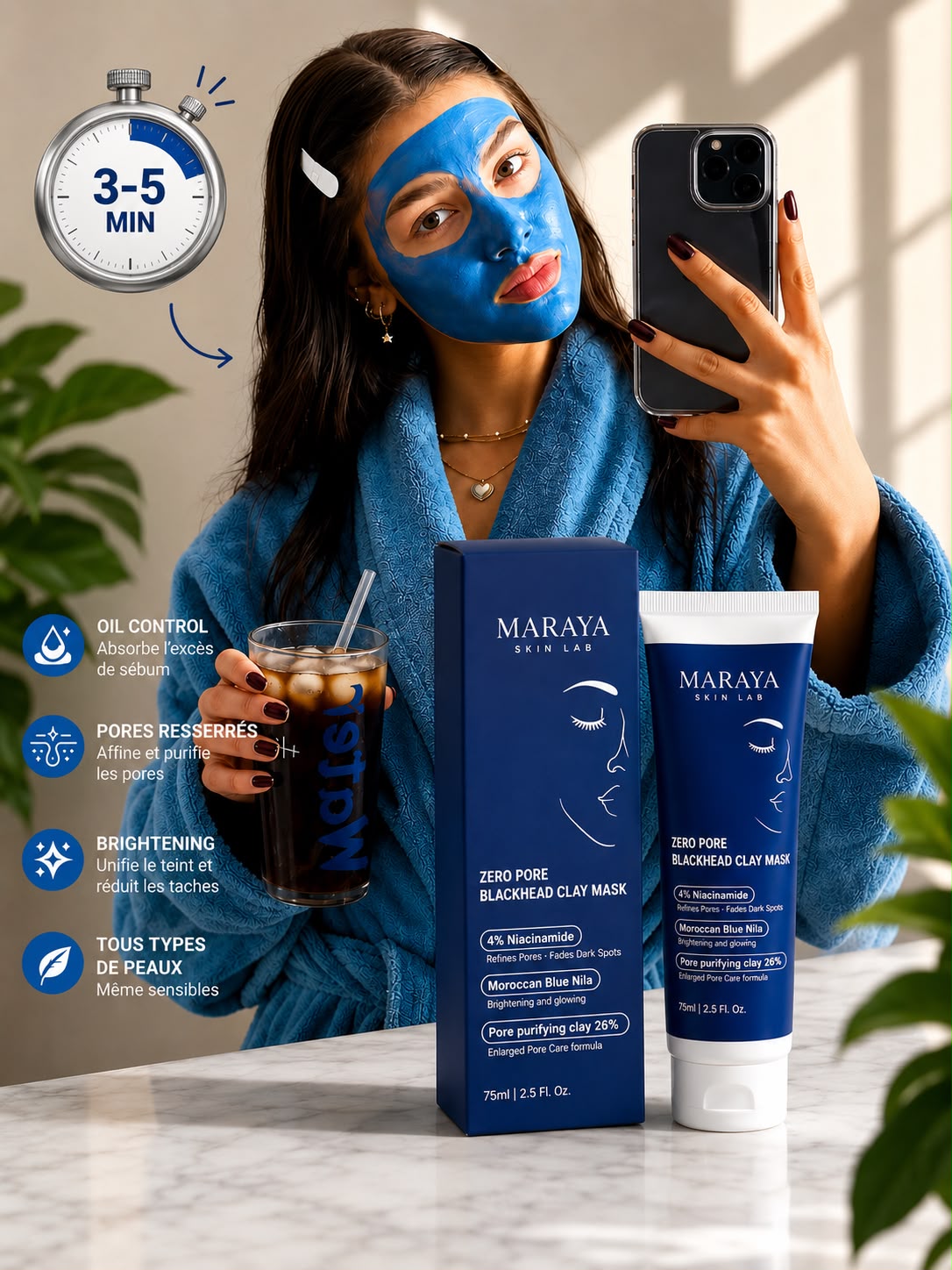 Blue Nila Mask 💙 ZERO Pores & Points Noirs 4%Niacinamide